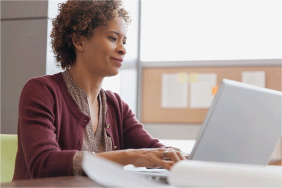 Woman working on her laptop